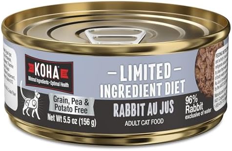 KOHA Limited Ingredient Diet Chicken Pate for Cats, 5.5oz Pack of 24 | Single meat protein, sensitive stomach formula, no fillers, limited ingredient wet cat food, made in USA