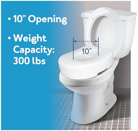 Carex Toilet Seat Riser, Adds 5 Inches of Height, Elevated and Raised Toilet Seat with 300 lbs Capacity, Standard Riser for Elderly and Handicap