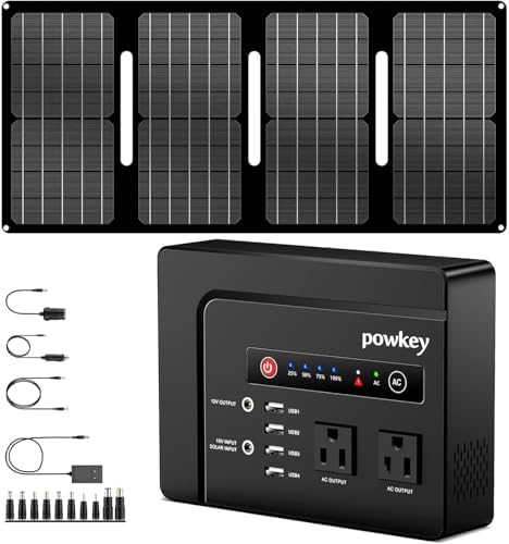 powkey 200W Portable Power Bank with AC Outlet 120V, 146Wh Power Station | Rechargeable Backup Lithium Battery Powered, Pure Sine Wave AC Outlet for Outdoor RV Trip Travel Home Office Emergency