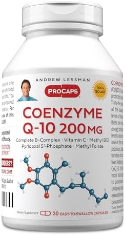 ANDREW LESSMAN Coenzyme Q-10 200 mg 30 Capsules - Essential for Energy Production and Optimum Key Organ Function, Anti-Oxidant Support, Depleted by Aging, Plus B-Complex. Easy to Swallow Capsules | 200 mg Coenzyme Q-10 plus bioavailable B Vitamins & Vita…