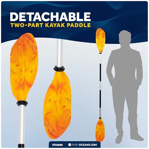 Five Oceans Kayak Paddles, 84" - 7ft Kayak Fishing Paddle, Detachable Heavy-Duty Aluminum Shaft, Reinforced Fiberglass Blades, 2-Piece Snap-Button