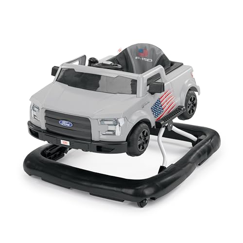 Bright Starts Ford Mustang 4-in-1 Pink Baby Activity Center & Push Walker with Removable Interactive Steering Wheel -Toy, 6 Months and up