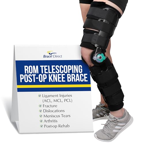 Brace Direct Post Op ROM Telescoping Hinged Knee Brace, ACL & MCL Recovery | Hinged full-leg brace & immobilizer that aids PCL