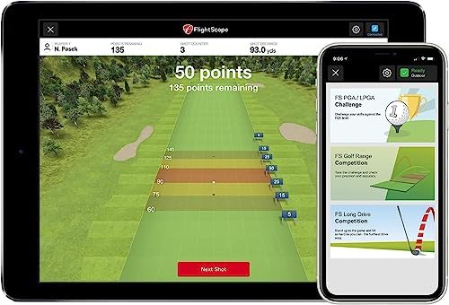 FlightScope Mevo Launch Monitor with The Net Return Home Series V2 Golf Net | 8 Swing Data Parameters, Skills Games, Video Capture, Swing Training | Indoor and Outdoor