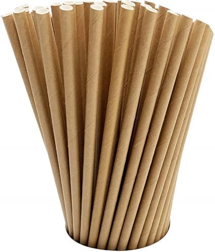 GDMINLO 100 Pack Kraft Paper Straws Biodegradable co-Friendly Drinking Bulk for Party Supplies, Bridal/Baby Shower, Birthday, Mixed Drinks, Weddings