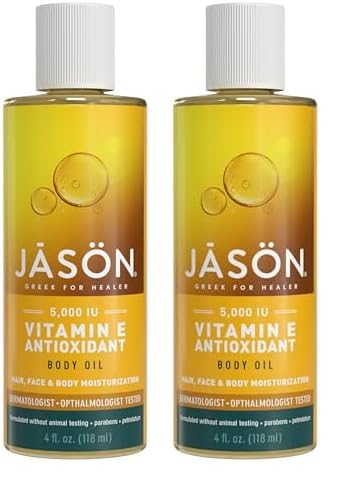 JASON Vitamin E 5,000 IU Moisturizing Body Oil, For Hair, Face, and Body, 4 Fluid Ounces