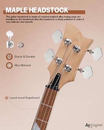 Leo Jaymz DIY Electric Bass Guitar Kit Mahogany Body Maple Neck (RB)