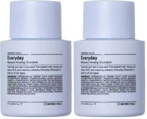 J Beverly Hills Blue Everyday Moisturizing Shampoo with Eucalyptus Oil for Hair Growth, (3 Oz, 12 Oz)