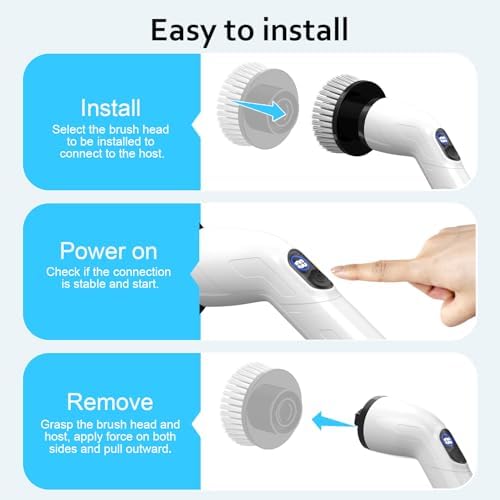 TUYU Replaceable Brush Heads Electric Spin Scrubber, 4 Pack Brush Heads & 4 pcs Extra Brushes Kit