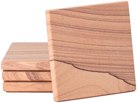 Thirstystone Sandstone Cinnabar Coasters | Protective Cork Backing, Eco-Friendly, Absorbent, Easily Wipes Clean
