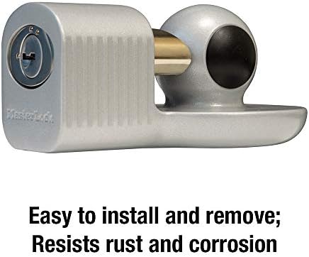Master Lock Silver Trailer Hitch Lock, Trailer Tongue Lock for RV, Horse Trailer, or Utility Tool Trailer, 377DAT
