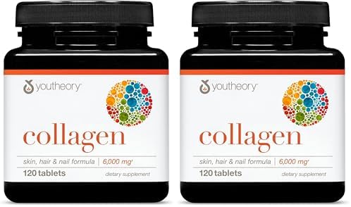 Youtheory Advanced Collagen - 6,000 mg Hydrolyzed Collagen Peptides - Includes Antioxidants & Contains Vitamin C - Hair Growth, Nails, Joint Health & Bone Support* - 290 Tablets (48-Day Supply)