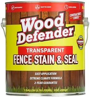 Wood Defender Transparent Fence Wood Stain and Seal in One, Oil-Based Penetrating Sealer, Professional-Grade, Long-Lasting