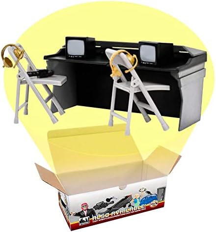 Black & Gray Commentator Table Playset for Wrestling Action Figures | Create a Complete Ringside Commentary Setup with a Detailed Table
