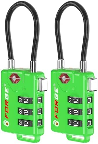 TSA Approved Cable Luggage Locks, Re-settable Combination with Alloy Body