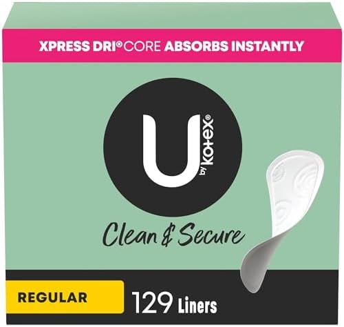 U by Kotex Clean & Secure Daily Liners, Regular, 129 Count - 4 Pack (516 Total