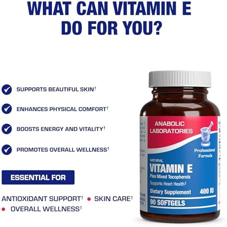 Vitamin E 400 IU Softgels - Clinical Formula Natural Vitamin E Supplement Complex with d-Alpha Tocopherol & Mixed Tocopherols for Hair Skin & Nails