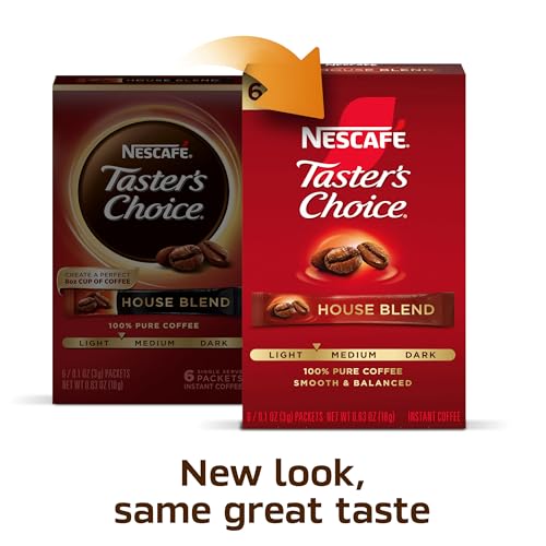 NESCAFÉ Taster's Choice, Instant Coffee Packets, Light Medium Roast Coffee, House Blend