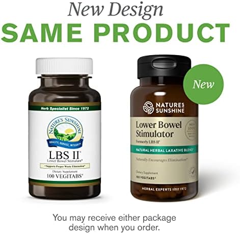 Nature's Sunshine Lower Bowel Stimulator - Helps Relieve Constipation - Cleanse & Detox Your Colon with Natural Herbal Ingredients - 25 Servings - 100 Vegitabs
