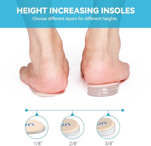 Sumifun Heel Lift, 4-Layer 1 Inch Gel Shoe Lifts for Women Uneven Legs, Adjustable Orthopedic Heel Lifts for Heel Pain and Leg Length Discrepancy