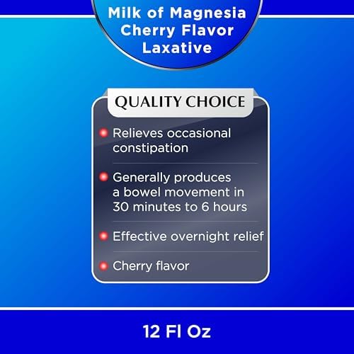 Quality Choice Milk of Magnesia Cherry Flavor 12 Fl Oz (335ml), Plastic Bottle (Pack of 6)