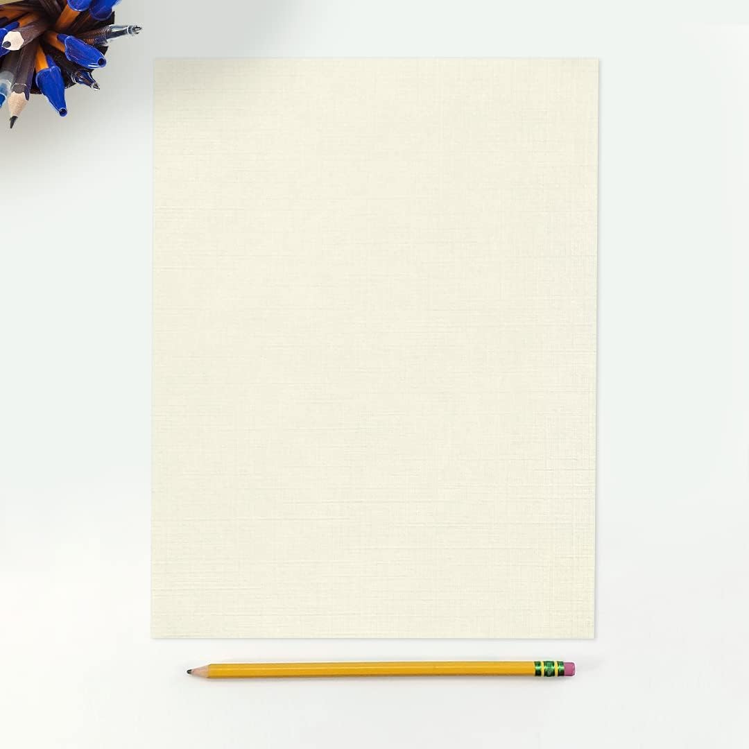 LUXPaper 8.5" x 11" Linen Paper | Letter Size | White Linen | 24lb. Paper Weight (60lb. Text) | 50 Qty