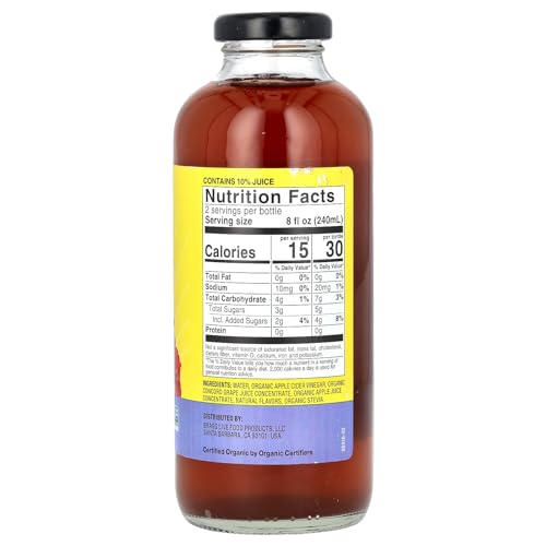 Bragg, Apple Cider Vinegar, Concord Grape & Hibiscus, Organic, Prebiotic Refreshers, 16 Fl Oz