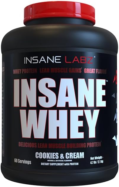 Insane Labz Insane Whey,100% Muscle Building Whey Protein, Post Workout, BCAA Amino Profile, Mass Gainer, Meal Replacement, 60 Srvgs, (Chocolate)
