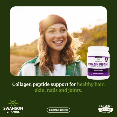 Swanson High Plains Collagen Hydrolysate Peptides, Unflavored (1 lb) | For Adults over 30 Seeking Hair, Skin, Nail, and Joint Support, Unflavored Peptides with No Fillers or Flavors