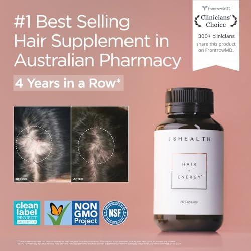 JSHealth Hair Growth Vitamins for Women. Hair + Energy with Kelp Iodine and Zinc. Supports Thickness, Strength, Energy. Nutritionist-Formulated (60 Capsules) | Hair Vitamins for Women and Men, Zinc and Iodine Hair Supplements for Hair Growth