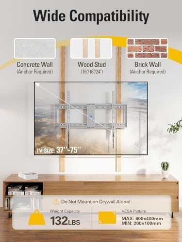 Mounting Dream Tilting TV Wall Mount for Most 37-90 Inch TVs up to 132lbs | Low Profile TV Mount Fits 16", 18", 24" Studs, Max VESA 600x400mm, Wall Mount TV Bracket with Quick Lock & Release, MD2268-LK