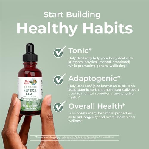MARYRUTH'S Organic Holy Basil Leaf Liquid Drops, Vegan, Non-GMO, 1oz