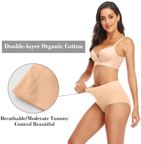 Womens Tummy Control Underwear Cotton High Waisted Full Briefs
