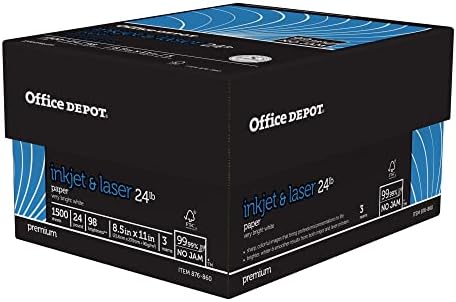 Office Depot Laser Print Paper, 8 1/2in. x 11in., 24 Lb, 30% Recycled, 500 Sheets Per Ream, Case Of 3 Reams, 751440