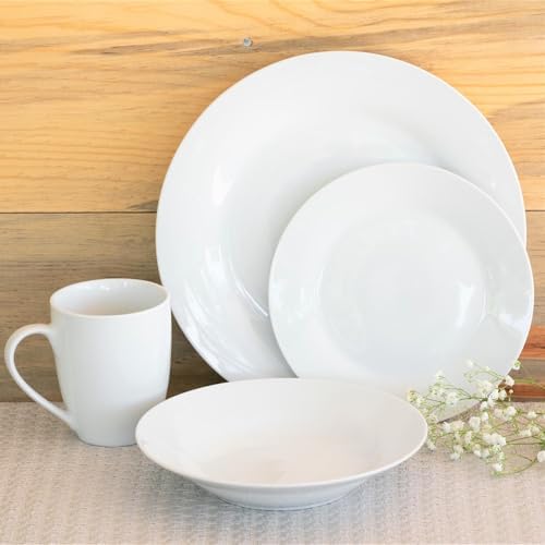 10 Strawberry Street Simply Square 16 Piece Dinnerware Set, Porcelain, White