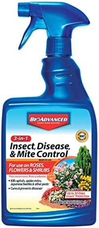 BioAdvanced 3-in-1 Insect, Disease, and Mite Control Spray - 24 fl oz | Insecticide, Fungicide & Miticide - Ready-to-Use - Prevents Pests and Diseases - Up to 30 Days Protection Bottle