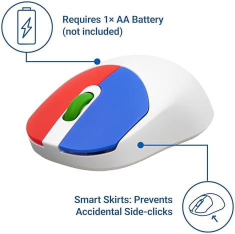Clevy Kids Mouse - Colorful Ergonomic Bluetooth Computer and Laptop Kids Mouse for School and Home Computer Use - Wireless Children Friendly