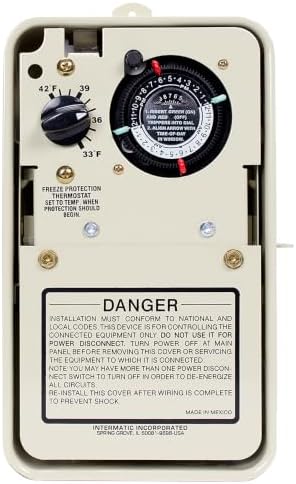 Intermatic PF1102T Pool/Spa Timer with Freeze Protection | Integrated Thermostat for Efficient Freeze Protection, Durable Timer for Pools