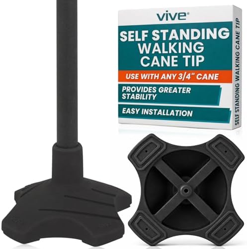 Vive Self Standing Walking Cane Tip 3/4 Inch Heavy Duty Replacement Quad