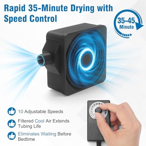 9 Pack CPAP Cleaning Kit for Hose & Mask, with Speed Control Hose Dryer, Collapsible Wash Basin & Hose Hanger, 7ft Cleaning Brush, CPAP Cleaning Supplies with Storage Bag, for 22mm & 15mm Tube