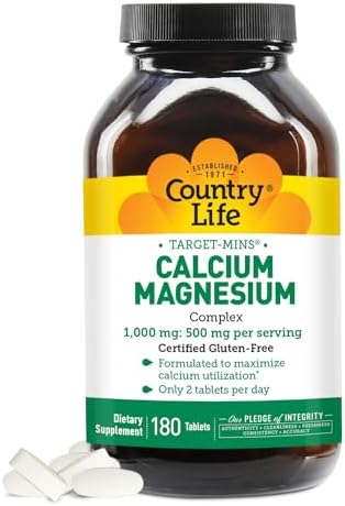 Country Life Target-Mins Calcium Magnesium Complex, 360 Tablets | 2:1 calcium-to-magnesium ratio with 180 convenient daily servings