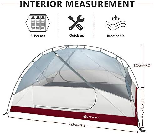 Forceatt Tent for 2 and 3 Person is Waterproof and Windproof, Camping Tent for 3 to 4 Seasons