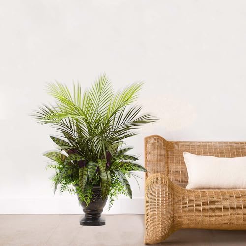 Nearly Natural 27in. Mixed Areca Palm, Fern & Peacock with Planter