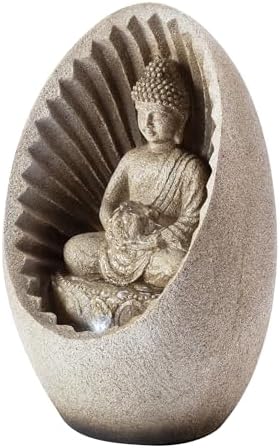 Alpine Corporation WIN1138 13" Indoor Tabletop Tiering Bowls Water Fountain with LED Lights – Cascading Water Feature for Home, Office, Meditation, and Relaxation, Dark Gray