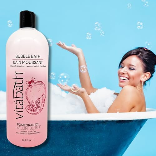 Vitabath Pomegranate Bellini Blush Bubble Bath Rich Foaming Bubbly Soak & Relaxing Aromatherapy Moisturizing & Nourishing Indulgent Suds for Women &