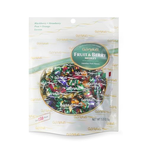 GLITTERATI Fruit & Berry Medley Italian Mini Hard Candies, Individually Wrapped Gourmet Candy, Natural Fruit Flavors, Vegan, Gluten Free, Non-GMO, 14 Oz Bag, 400 Count