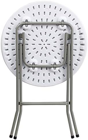 Flash Furniture 5' Round All-Occasion Plastic Folding Event Table for Parties and Trade Shows, Folding Banquet Table for Indoor/Outdoor Events, White