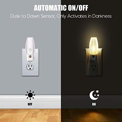 Emotionlite Plug-in Night Light, Dusk to Dawn Sensor, Warm White, 4 Pack | Warm white sensor night light, ideal for nursery, bedroom, bathroom, hallway, stairs & kitchen