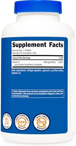 Nutricost Vitamin E 400 IU, 240 Softgel Capsules - Gluten Free, Non-GMO