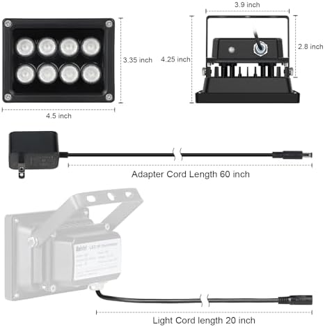 Univivi 8-LEDs IR Illuminator 850nm Infrared Flood Light for Night Vision | Long Range Infrared Illuminator for Security Camera